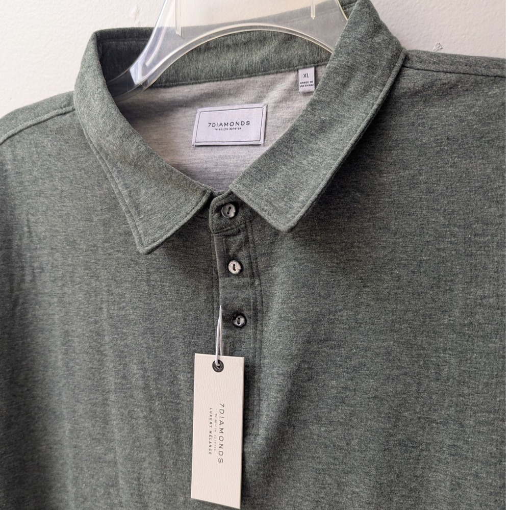 7Diamonds Polo Shirt Viridian Green Luxury Melange Sz XL Heathered Layered Look